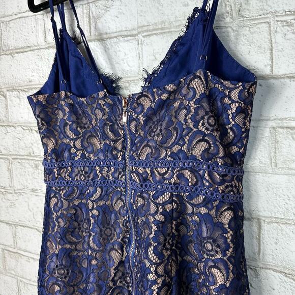 StyleStalker Dress Blue Lace Mini Party Cocktail Sleeveless Floral V Neck Navy S - Picture 7 of 12